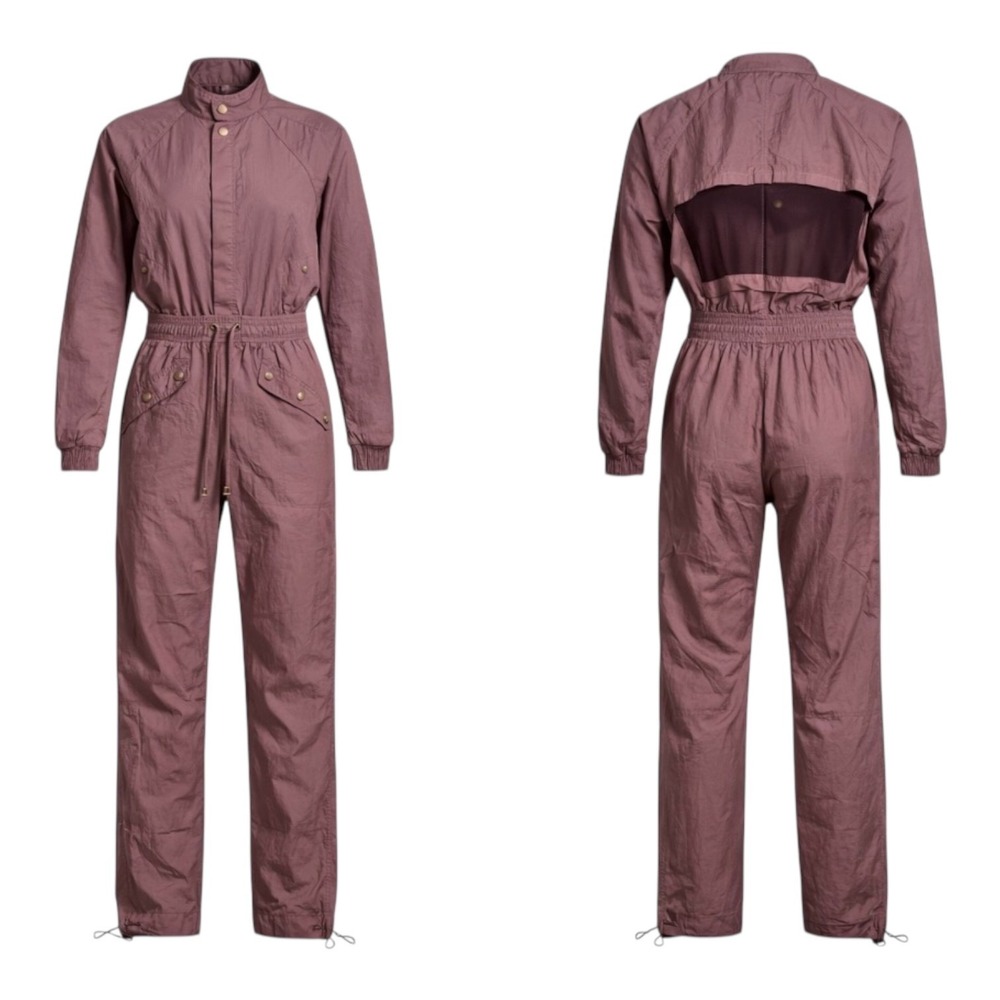Athleta x Alicia Keys Utility Parachute Jumpsuit Mauve Nylon Open Back Women’s 0